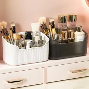 Black Cosmetic Organizer Box, Makeup Storage Holder & Vanity Tray, Bathroom Counter & Dressing Table Organiser, Home Decor Organiser, Fashion Design for Beauty Products