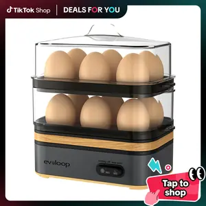 【Deals For You Days】EVOLOOP Rapid Egg Cooker Electric 12 Eggs Capacity Soft Medium Hard Boiled Poached Omelet Maker Egg Poacher Vegetable Steamer BPA Free Tray Stackable Design Saves Space