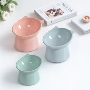 Elevated Pet Bowl with Detachable Stand, Anti-Choke Anti-Spill Ceramic Feeder for Cats Dogs Rabbits, Non-Slip Food Grade Bowl for Indoor Outdoor Travel Use, Suitable for Small Pets.