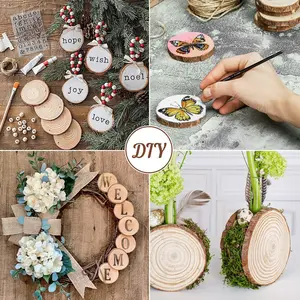 5/10pcs Round Wood Slices DIY Hand Painting Materials, Natural Wooden Pieces for Crafts, Kindergarten Decoration Small Wood Stakes Year Ring Blocks DIY Kit Handmade Gifts