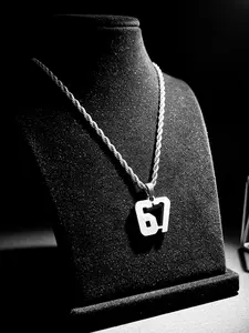 Hip hop fashion number 67 pendant necklace with stainless steel twisted chain, Personalized Necklaces, Exquisite Chain Jewelry, suitable for daily wear, vacation and dating occasions, and is also a surprising and exquisite small gift.
