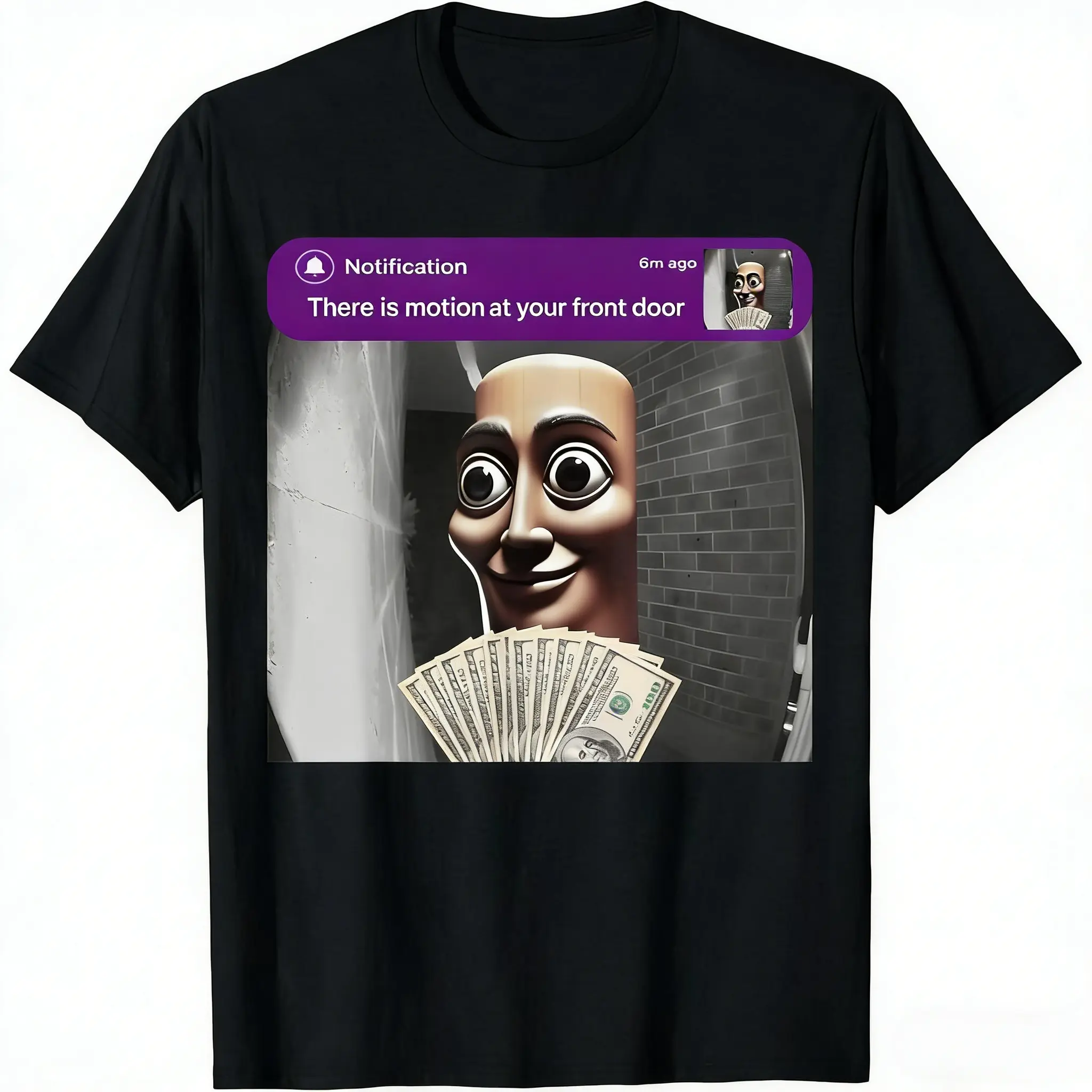 TungTungTung Doorbell Meme Graphic Menswear Tshirt - Casual Short-Sleeve Top for Men, Women, Streetwear, Shortsleeve, Round Neck