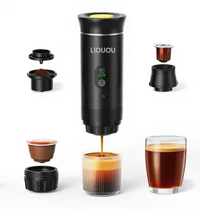 LIOUOU Portable Coffee Maker – Self-Heating Espresso Machine with Type-C | Use Pods or Ground Coffee | Ideal for Travel, Car, Home & Office