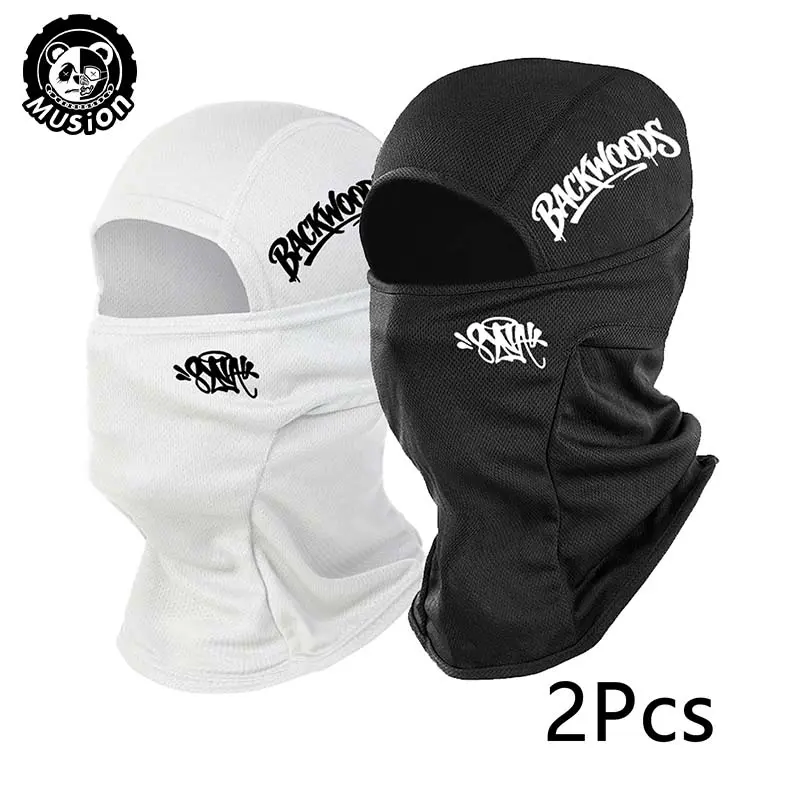 Musion Balaclava Headwear Hat Face Mask Face Cover Balaclava Breathable Full Face Backwood Printed Sweat Absorbing Sunscreen Riding Helmet Hat, Suitable for Cycling, Fitness, Hiking, Motorcycle Travel