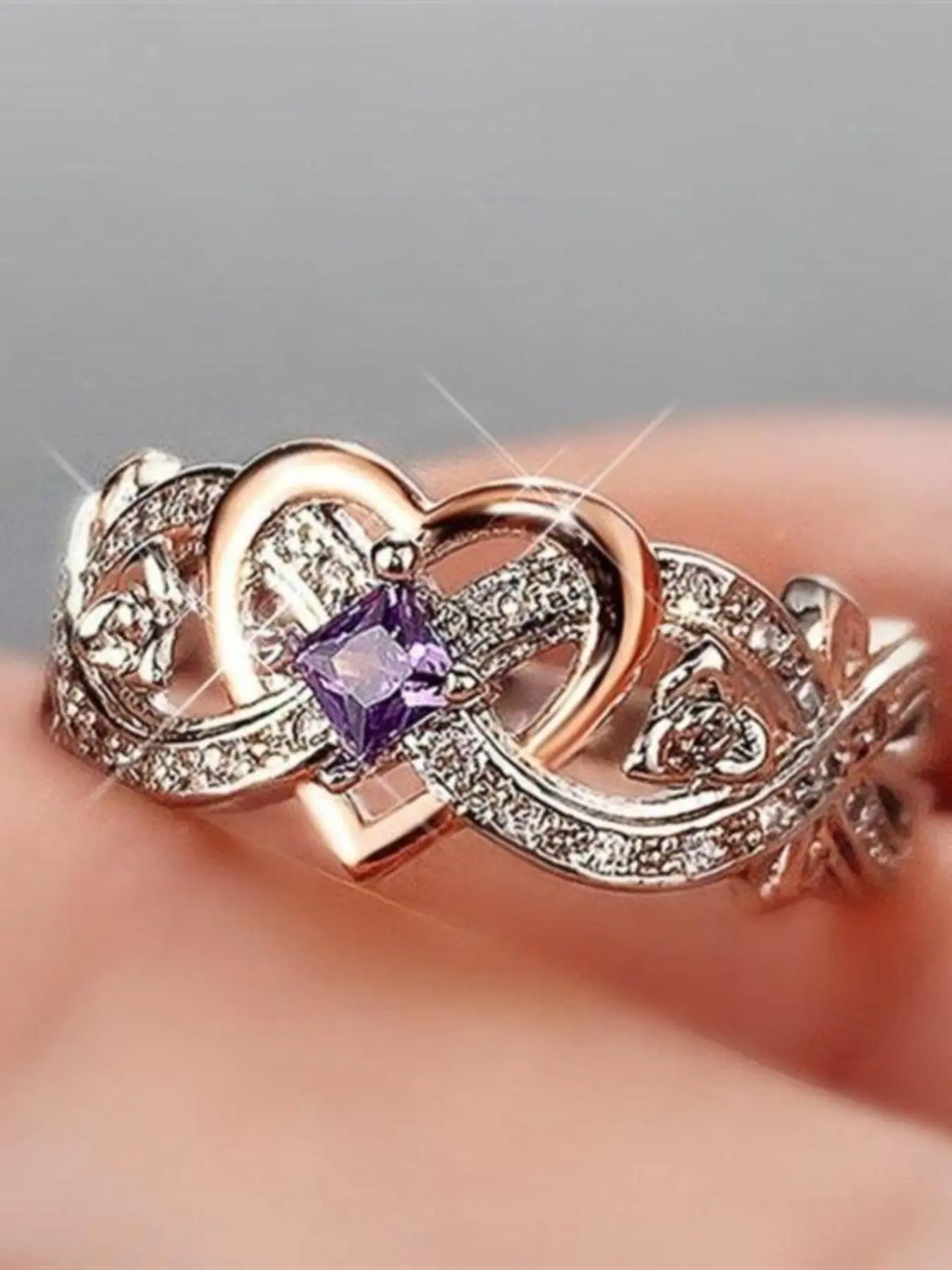 Elegant Infinity Ring with Cubic Zirconia, Engagement Wedding Ring, Daily Wear Jewelry, High-Quality Fashion Accessory