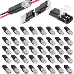 25/50PCS Double-Wire Plug-in Connector,Low Voltage Wire Plug-in for 18-22 AWG,2 Pin Quick Disconnect Electrical Secure Connectors with Locking Buckle,No Strip Solder for Automotive,LED Lights,DIY Projects.