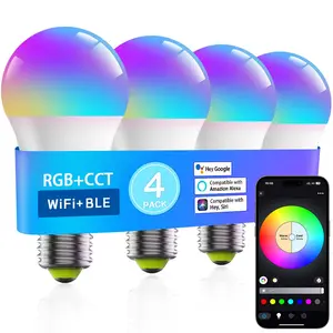 Smart Light Bulbs APP Control, Works with Alexa & Google Home, LED Color Changing, 104 Preset Scenes, Music Sync, 9w (60w Eq.), 800lm, Dimmable Led Lights
