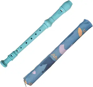 Soprano Recorder Instrument for Beginners  Style C Key 8 Hole Descant Music with Clean Rod Storage Case (Light Blue)
