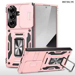 Case for Samsung Galaxy Z Fold 7 Phone Case with Camera Protector, with Stand, with Ring, Heavy Duty Shockproof Armor Case for Galaxy Fold 6, Fold 5 - Alpine Green