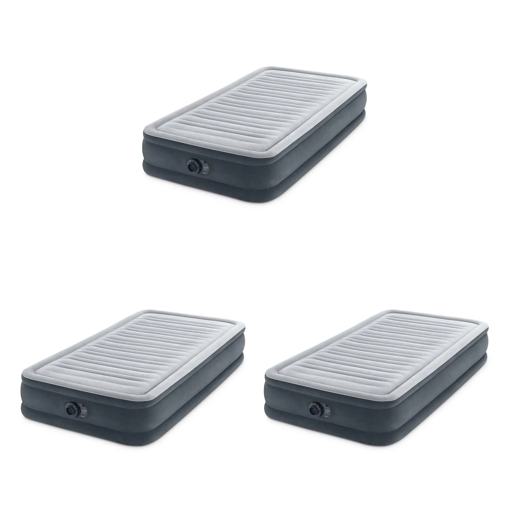 Intex Comfort Deluxe Dura-Beam Plush Airbed Mattress with Pump, Twin (3 Pack)