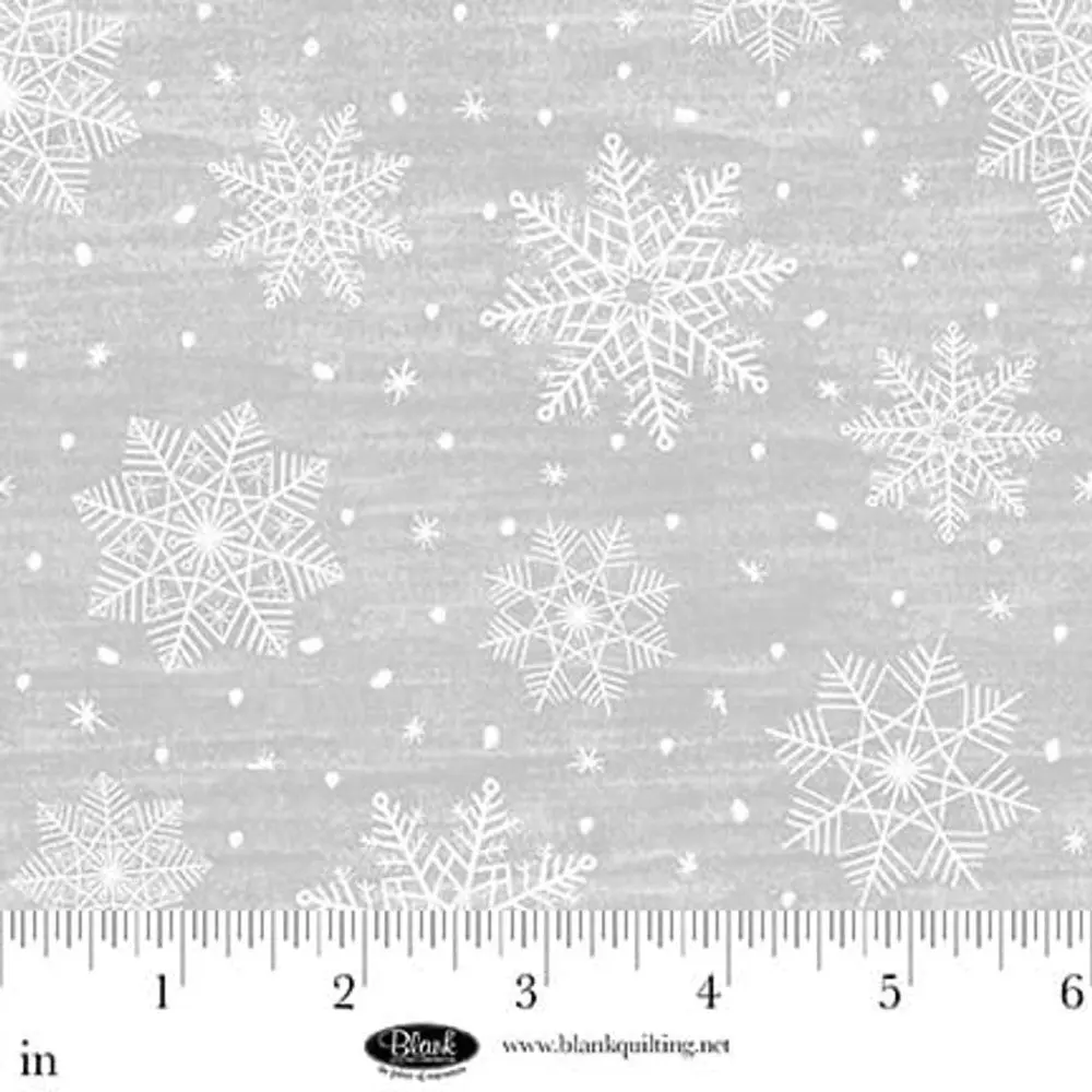 Chill Factor Snow Flakes Light Gray Flannel Fabric