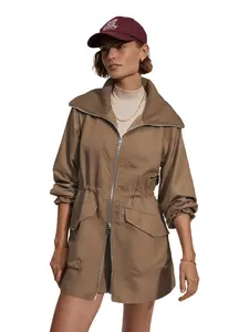 Aswulk Women's Casual Zip-Up Utility Jacket with Drawstring Waist & Lapel Collar - Long Sleeve H-Silhouette Coat Front Pockets,   Zipper Closure Spring/Fall Outdoor Wear