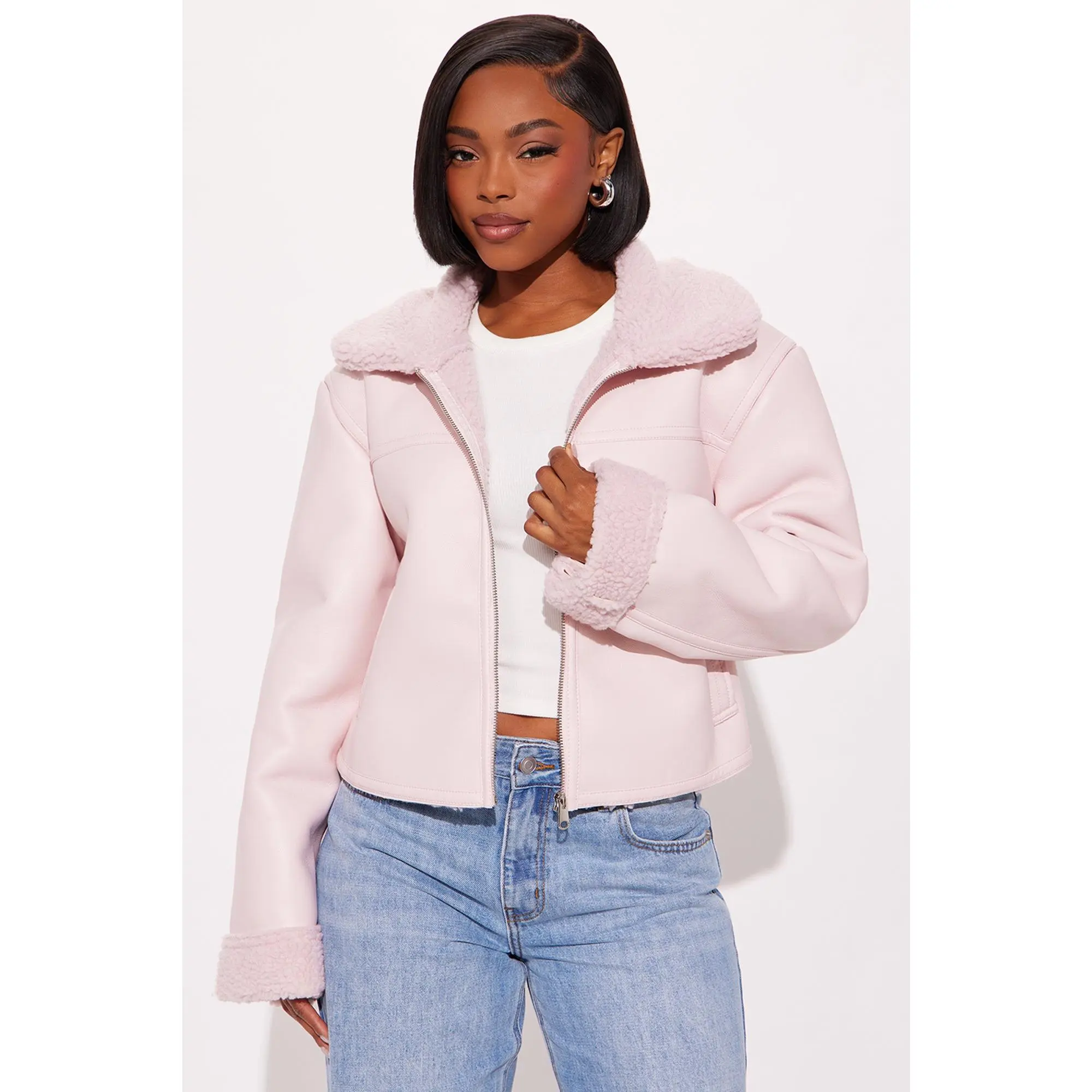 Downtown Girl Bomber Jacket - Pink