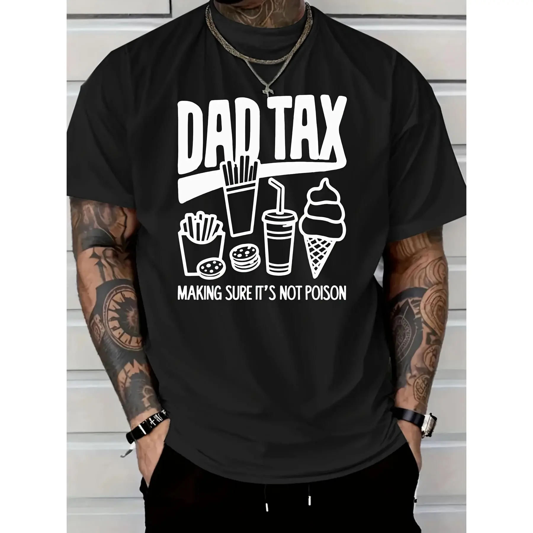 100% Cotton Graphic Cotton T-Shirt for Dads – 'Dad Tax: Making Sure It's Not Poison' for a Fun Twist