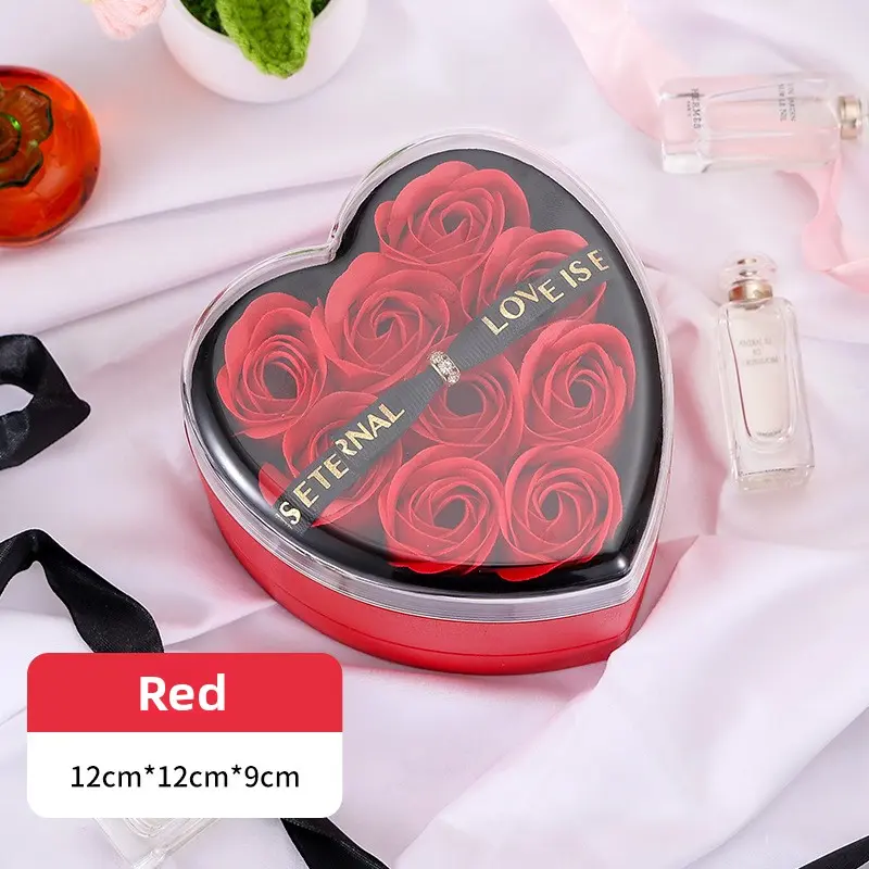 Red heart-shaped gift box (gift box + gift bag + g
