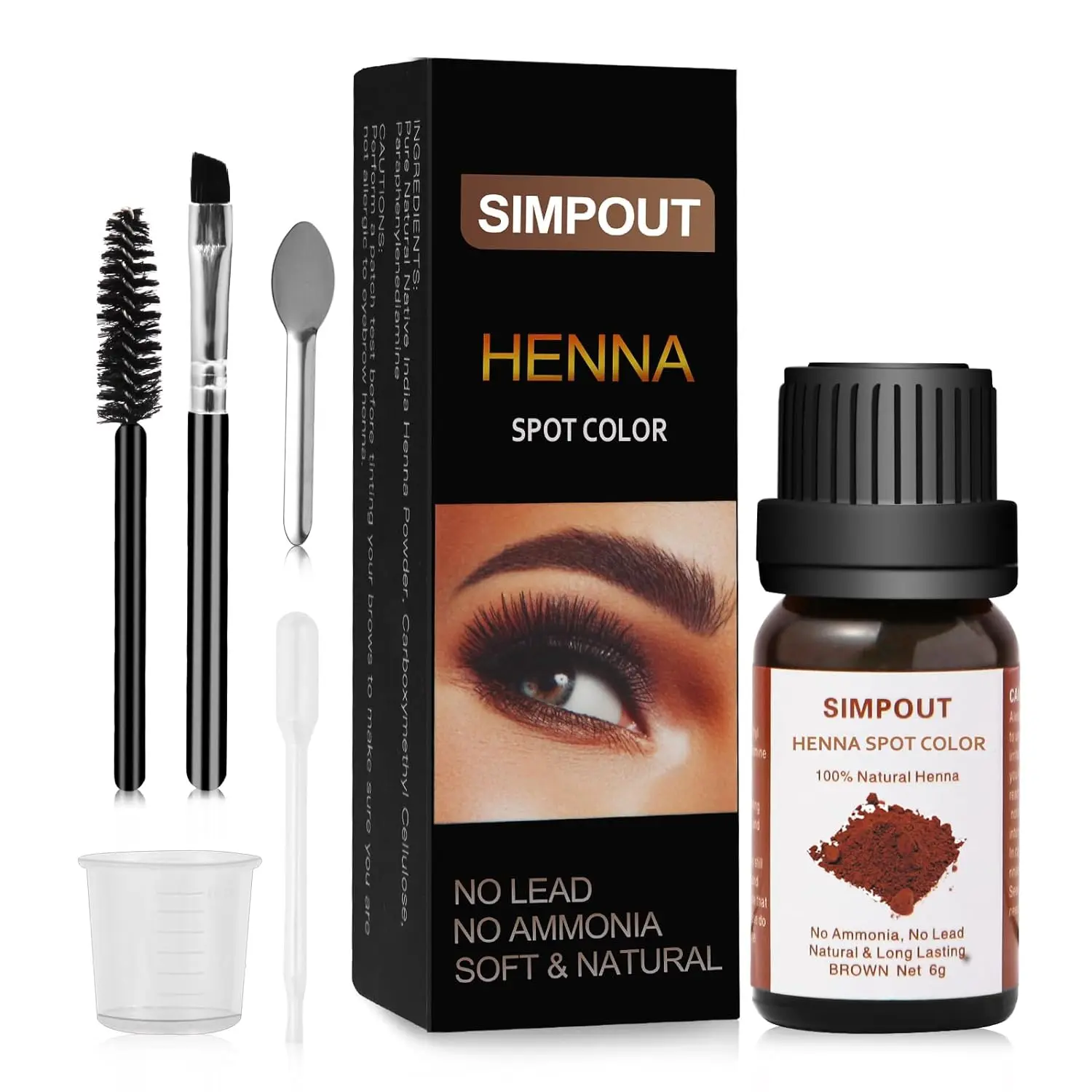 Purely Natural Henna Powder, 6 grams, Instant Spot Color Henna Kit, Professional Spot Coloring for Salon & Home Use, Easy to Use (Brown 01)