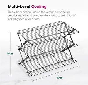 3-Tier Folding, Collapsible Cooling  Rack- Collapse for Easy Storage