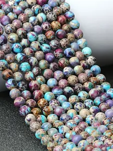Natural Stone Beads 4-10mm Smooth Round Loose Beads for Jewelry Making DIY Bracelet Accessories, Imperial Jasper Gemstone Beads, Diy Mix Beads, Bead Assortment