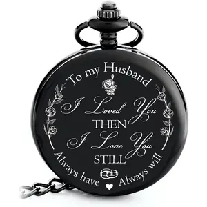Anniversary 's for Men - Engraved 'to My Husband' Pocket Watch | Anniversary 's for Him I Love You  for Husband for Birthday I Valentines
