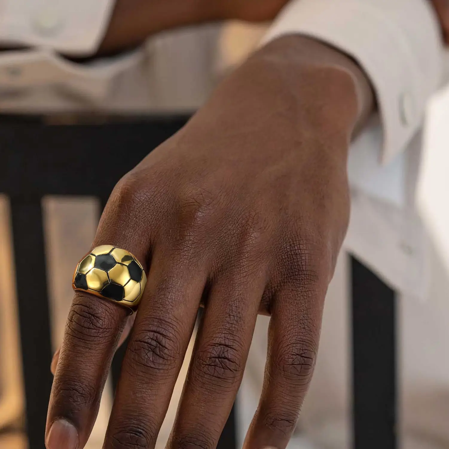FaithHeart Football Ring for Men, Polished Sport Fan Jewelry Band for Soccer Lovers, Metal Gift for Sports Fans, Rings