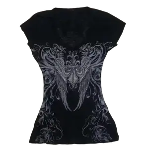 2026 American Style Y2K Slim-Fitting Short-Sleeved Printed Top High Street Casual T-Shirt Fashion Retro Women'S Clothing New