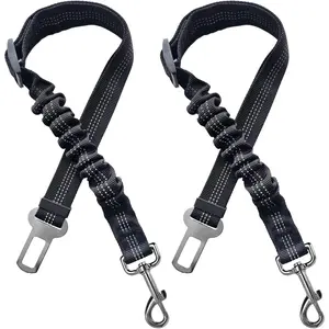 2-Pack Dog Seatbelt Car Harness Leash – Bungee Anti-Shock Adjustable Pet Seat Belts for Car Travel Safety, Cat & Dog Accessories