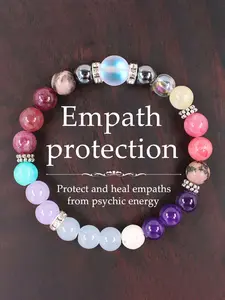Empathy Protection Relief Bracelet, Handmade Garnet Multi-Gemstone Beaded Jewelry, Unisex Fashion Accessory, Meditation and Energy Healing Gift