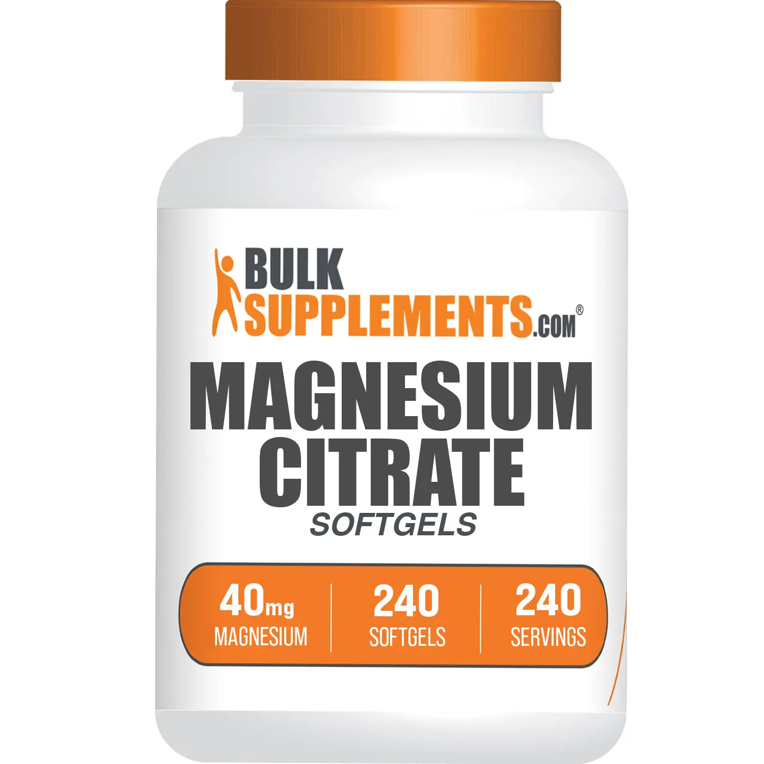 BulkSupplements Magnesium Citrate Softgels - 250mg per Serving, 240 Count, Sugar Free, Gluten Free, Unflavored Dietary Supplement for Adults - Calming Support, Digestive Health, Heart Health, Glycerin, Soybeans