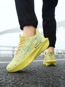 Dopamine Color Carbon Plate Running Shoes, Ultra-Light Breathable Daily Slow Run All-Season Sports Shoes, Casual Patchwork Design, Sporty Running Shoes, Lightweight Running