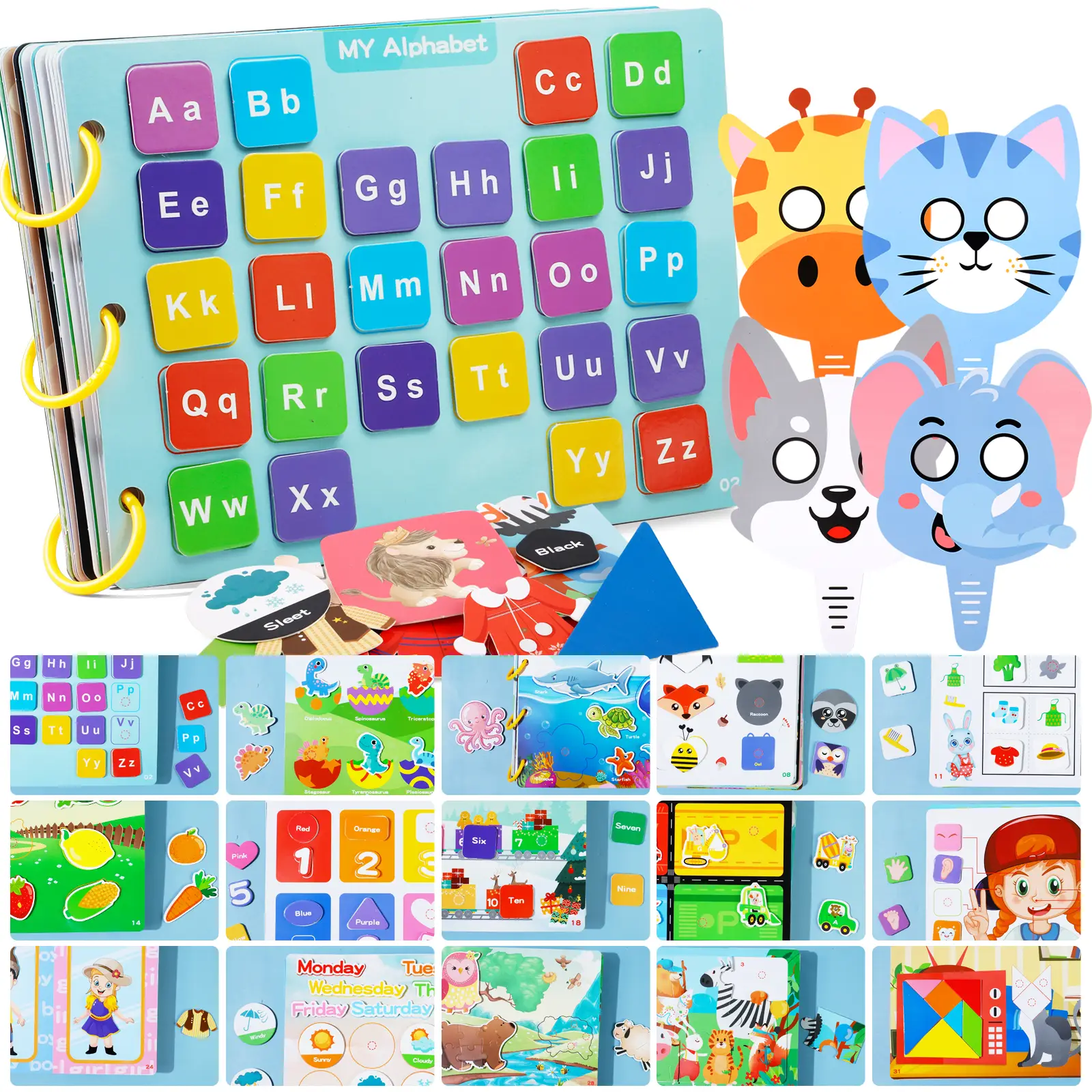Busy Book Learning Toy for Kids Montessori Busy Board Toys for Toddlers 1-3 Year Old Boy Girl Birthday Gift