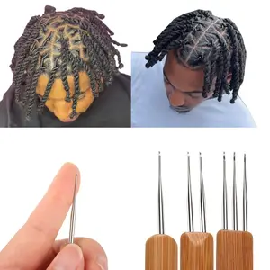 Single, Double, or Triple 0.5mm Crochet Dreadlock Tool with Bamboo Handle