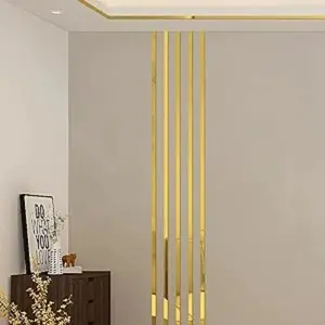 2pcs Gold Wall Sticker Stainless Steel Flat Decorative Lines Titanium Wall Ceiling Edge Strip Mirror Living Room Decoration Decorative Stickers Wall Decal