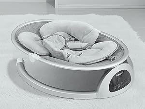 BabyBond Bluetooth Baby Swing for Boys & Girls, Remote Control , 5-Point Harness, 5 Sway Speeds & 10 Lullabies, Portable Swing for Infants, Indoor/Outdoor Use - Grey Baby Rocker for Toddler, Ideal Christmas Gifts for Babies