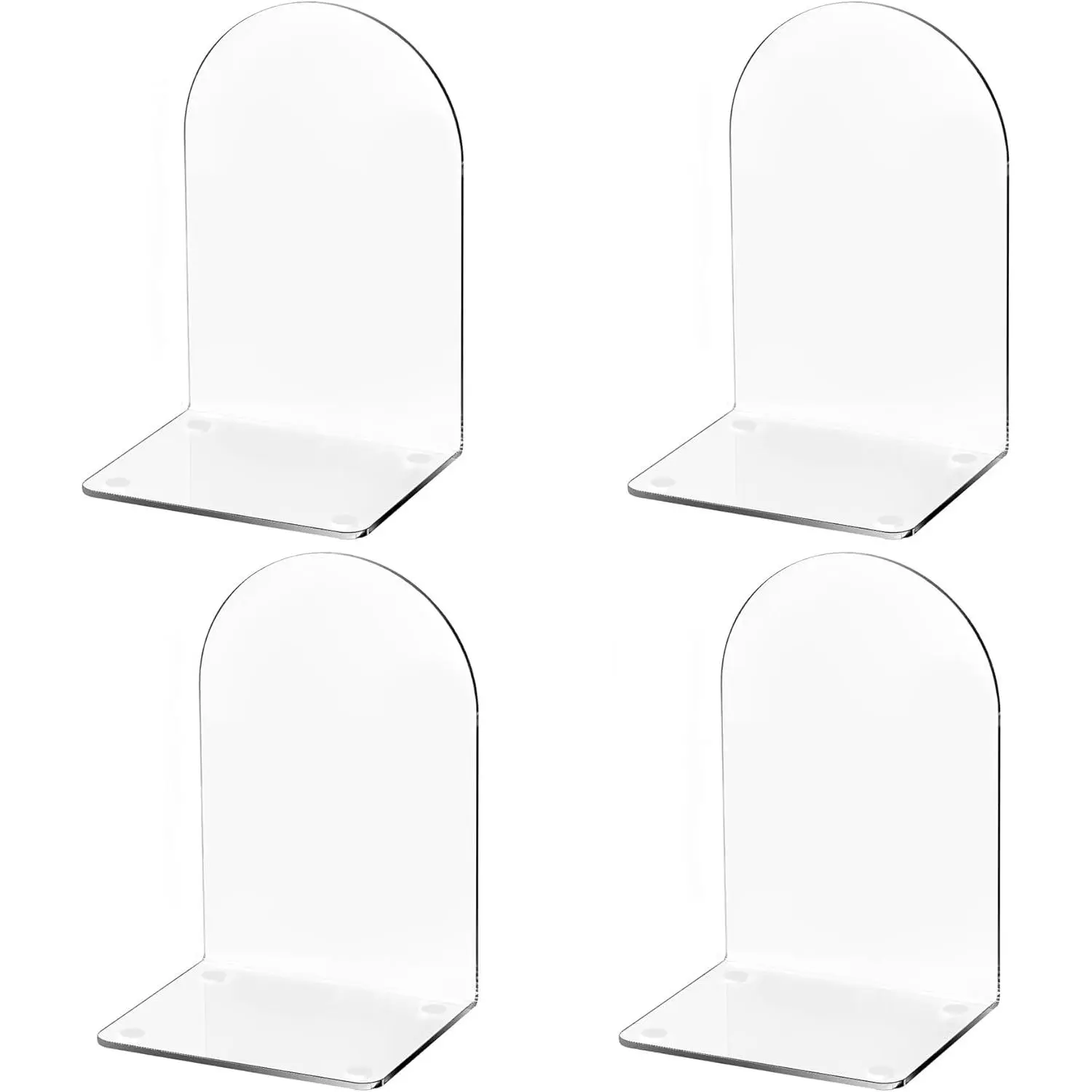 4 count Book Ends, Bookends, Books End for Shelves, Books End for Heavy Books, Clear Bookends,  Book Ends for School, Library,Desktop Organizer and Book Shelves