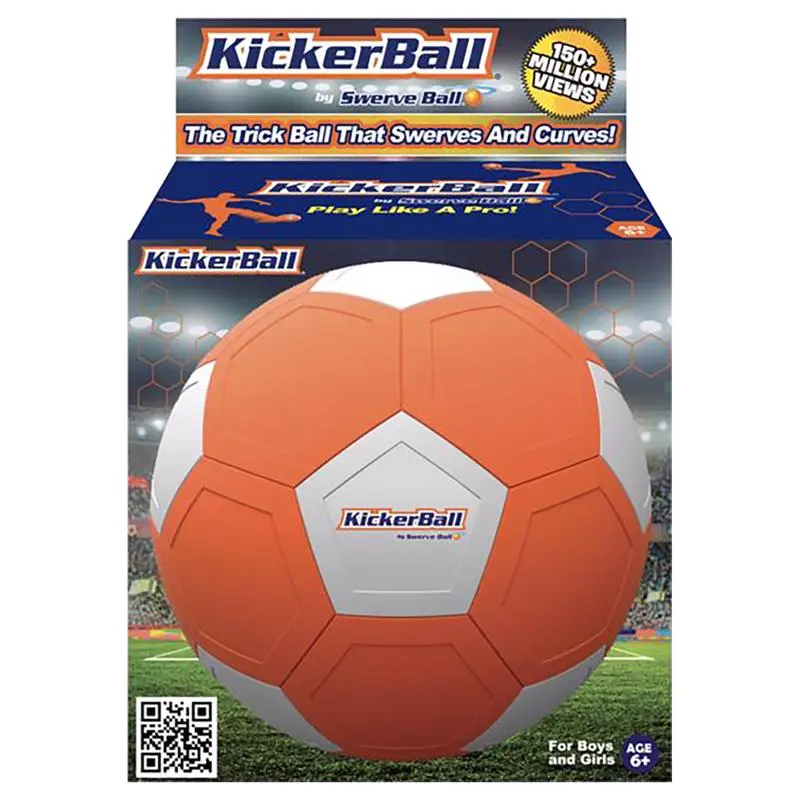 Swerve KickerBall Futsal Soccer Ball - Orange Youth Size 5, 0.76 lbs, Patented Panels for Easy Bending & Swerving, Ideal Sports Gift for Children, Balls, Amazing Gift For Sports Fan, Bends And Swerves, Curves Easily, Trick Shooting, Under Size 5, Weight 0
