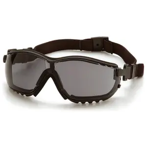 Pyramex V2G ANSI Z87-Rated CSA Z94.1 Certified Safety Glasses/Goggles, Black Frame, Gray H2MAX Antifog Lenses, Foam Padded, Easy Conversion Technology