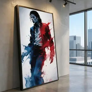 Unframe Michael Jackson Abstract Red and Blue Splash Design