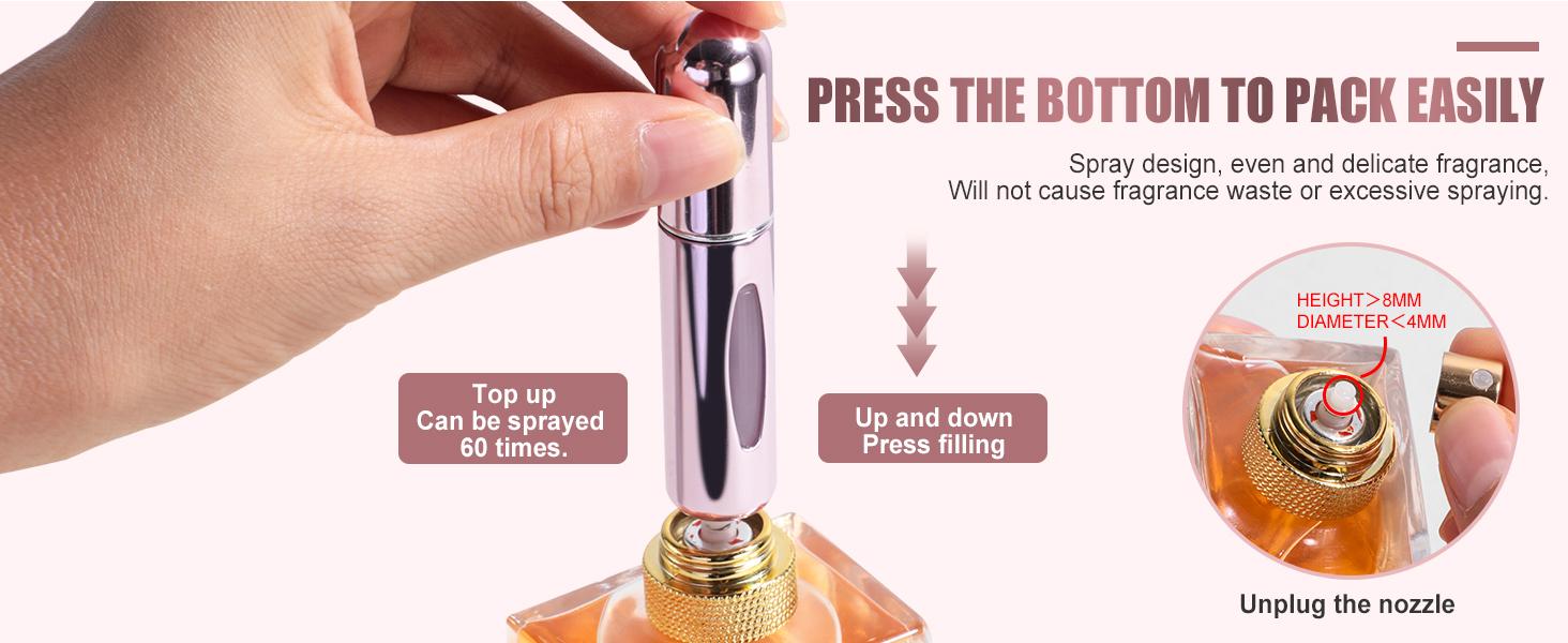 Mini Refillable Perfume Portable Atomizer Bottle 5PCS Travel Size Spray Refillable Refill Bottle 5 ml with Travel and Outgoing Bag