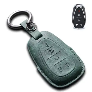 Premium Suede Leather Car Key Fob Cover with Matched Color Keychain, 3D Full Protection Keycase for Chevrolet Equinox Cruze Trax Camaro Blazer Traverse Spark Malibu 2016-2021 & Chevy 1500 Truck, Car Key Protector