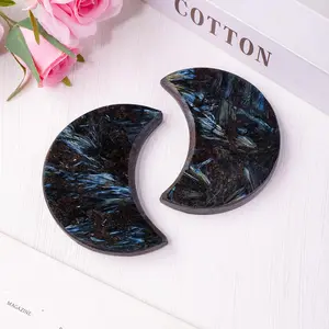 Natural Fireworks Stone Moon Cherry Blossom Carving Ornament, Crystal Carvings, 1 Count Energy Gemstone Crafts, Mineral Gift Room Decor Ornament