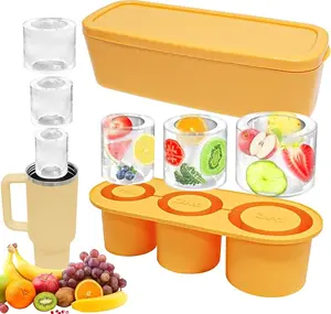 Silicone Ice Mold for 30–40 oz Tumblers with Lid Large Slow-Melting Ice Cube Tray for Iced Coffee Cocktails Drinks Yellow