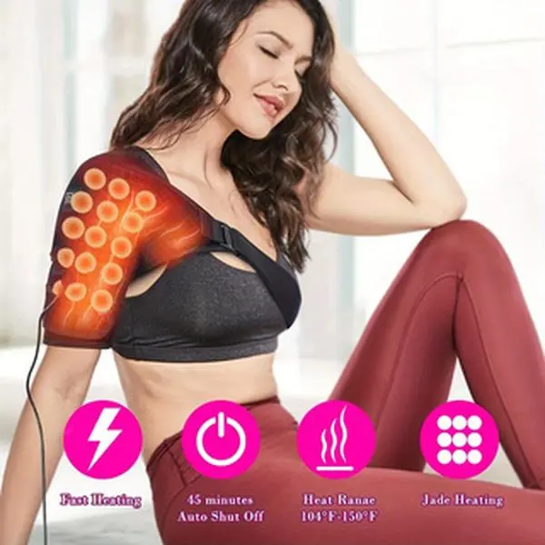 USB Heated Shoulder Wrap with Vibrating Massager, Adjustable Temperature - Portable Heating Pad for Unisex