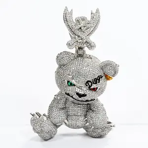 2020 Gangster Vibe Bear Pendant High Street Hip-hop Cuban Necklace Matelasse Chain customizable with engraved letters, logos or patterns