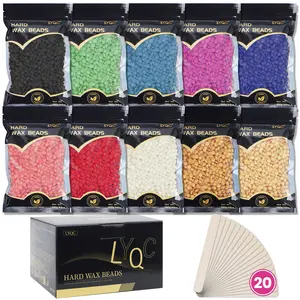 LYQC 2.2lbs Hard Wax Beads 1000g with 20 Applicators for Full Body Painless Gentle Hair Removal for Men Women Intimate Areas Low Melting Point Waxing Kit for Beginners Cool