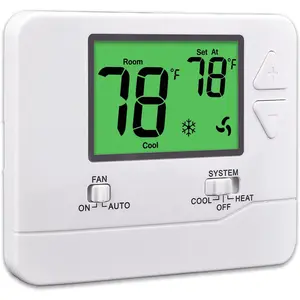 Non-Programmable Thermostat for House, Digital Energy-Saving  Thermostats, up to 1 Heat/1 Cool Single-Stage Systems (Green Backlight)