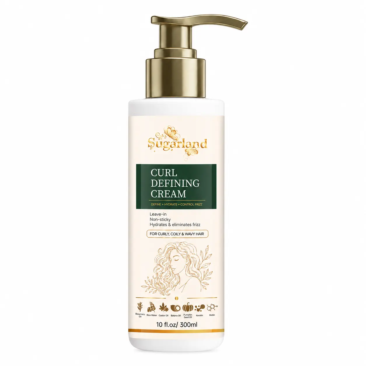 Curl Defining Cream-Leave-In Curl Defining Cream for Wavy, Curly and Coily Hair, Helps Reduce Frizz, Adds Soft Definition, Lightweight Non-Sticky Formula, Smooth Manageable Curls