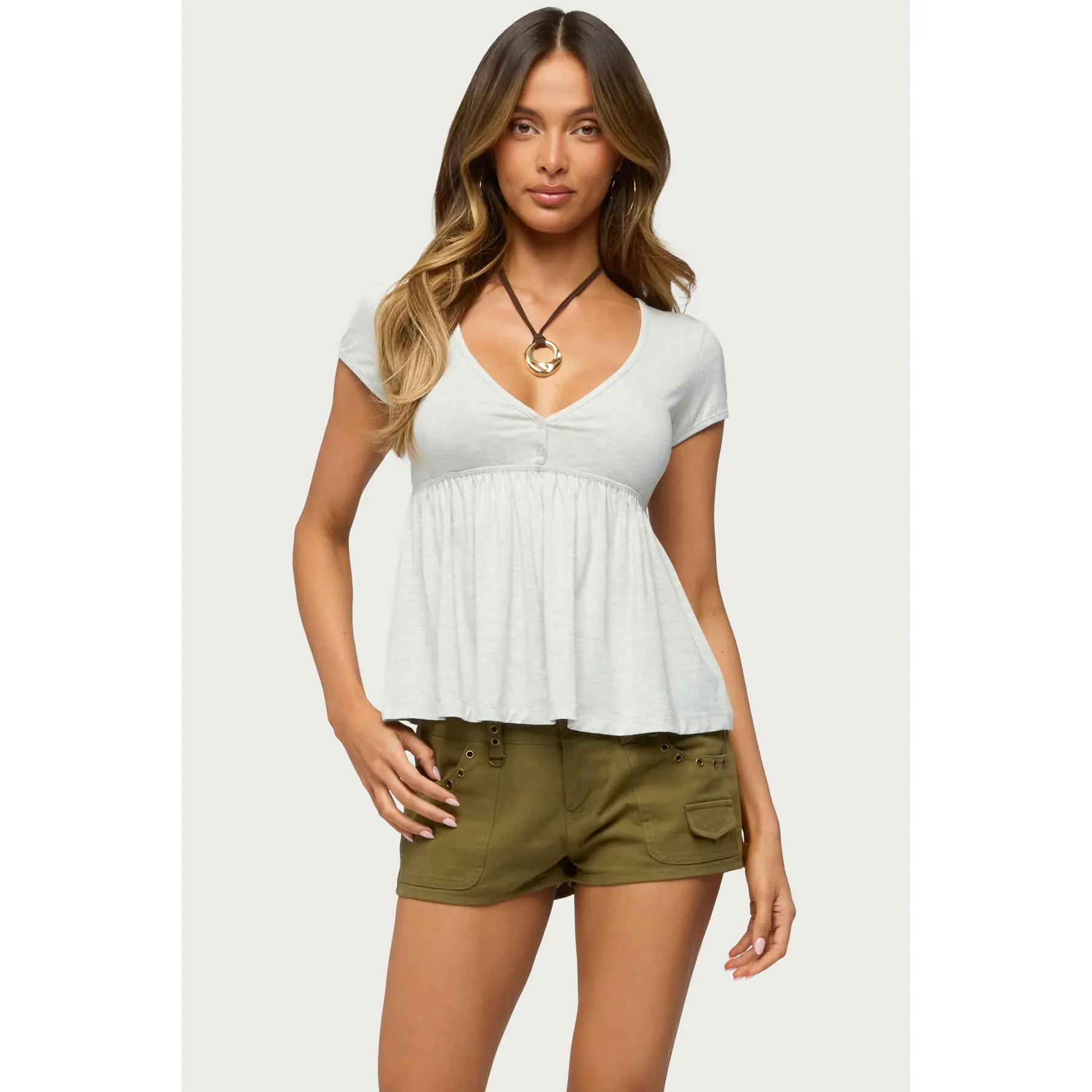Chere V Neck Babydoll Top
