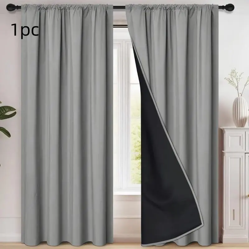 100% Blackout Curtains Easy Install, Bedroom Balcony Home Use Thin Curtain, Thermal Insulated Curtain, Effective Heat Insulation Noise Reduction, 1 Piece, Blackout Window Cover