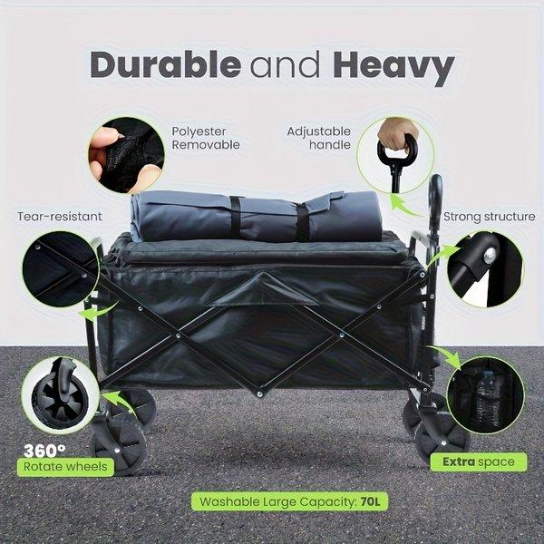 Heavy Duty Folding Wagon Cart – All Terrain Utility Cart 220/450/680 lbs Capacity, Large Capacity, Portable for Garden, Camping, Shopping & Outdoor Use Heavy Duty Folding Wagon Cart – All Terrain Utility Cart 220/450/680 lbs Capacity, Large Capacity, Portable for Garden, Camping, Shopping & Outdoor Use