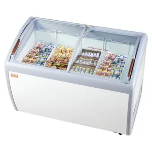 VEVOR Commercial Ice Cream Display Case, 9.3 Cu. ft Chest Freezer, -19 to 3 Temp Adjustable Mobile Top Deep Freezer with 3 Wire Baskets, 2 Sliding Glass Doors, Locking Casters LED Strip LightingVEVOR Super Brand Day